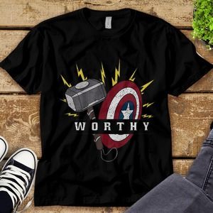 Marvel Avengers Endgame Captain America Worthy Hammer Shield Unisex T-shirt